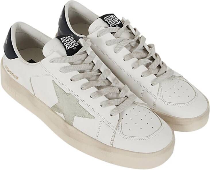 Golden Goose Verbeter je sneaker game met 10220 White Ice Black Stardan Leren Bovenwerk Suède Ster Glanzende Leren Hak Sneakers Wit Heren