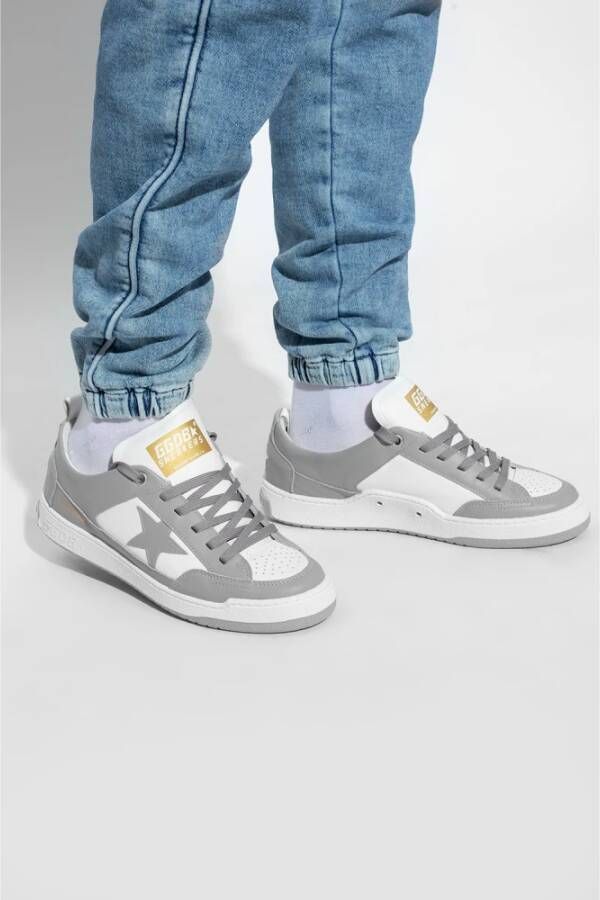 Golden Goose Stijlvolle grijze en witte leren sneakers Gray Heren