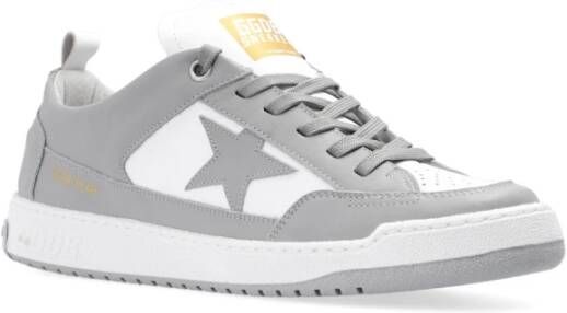 Golden Goose Stijlvolle grijze en witte leren sneakers Gray Heren