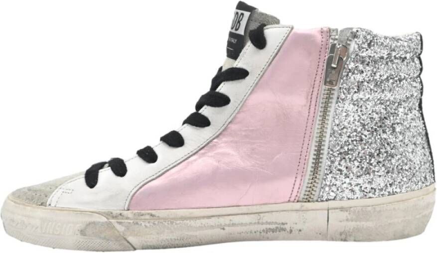 Golden Goose Suède Slide Sneakers Zalmroze Wit Zwart Multicolor Dames