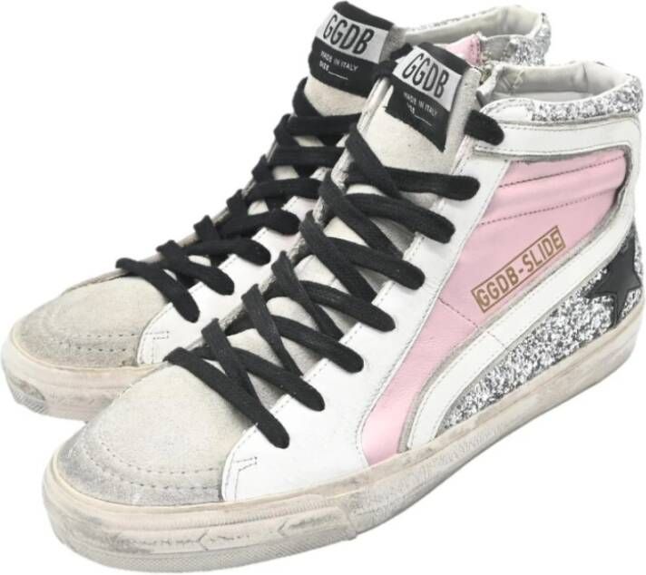 Golden Goose Suède Slide Sneakers Zalmroze Wit Zwart Multicolor Dames