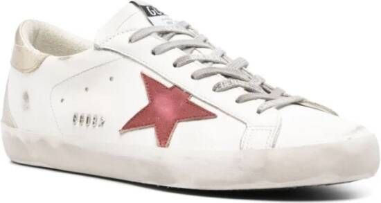 Golden Goose Super Star Leren Sneakers met Gelamineerde Hiel White Heren