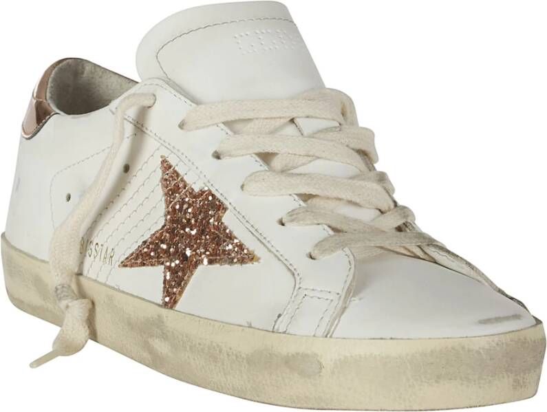 Golden Goose Super-Star Sneakers Witte Vrouw Vissen Rozen Ster White Dames