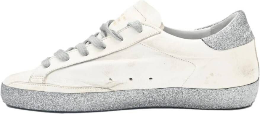 Golden Goose Superstar Cream Black Silver Glitter Sneakers White Dames