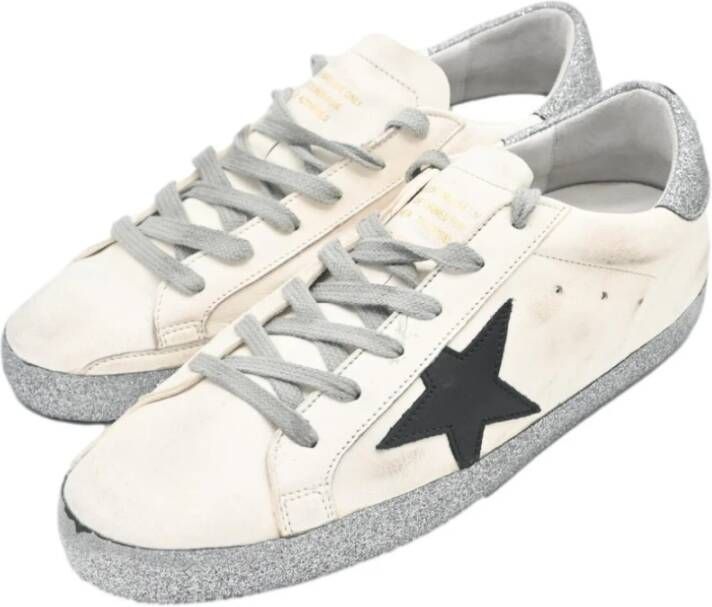 Golden Goose Superstar Cream Black Silver Glitter Sneakers White Dames