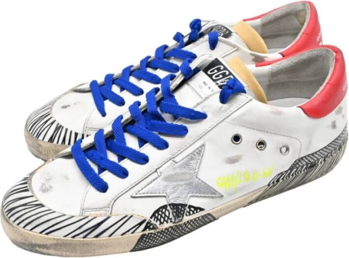 Golden Goose Superstar Leren Sneakers Wit Rood Zwart Multicolor Heren