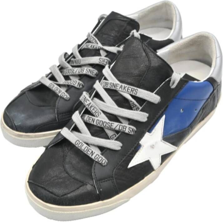 Golden Goose Superstar Leren Zwart Blauw Wit Sneakers Black Heren