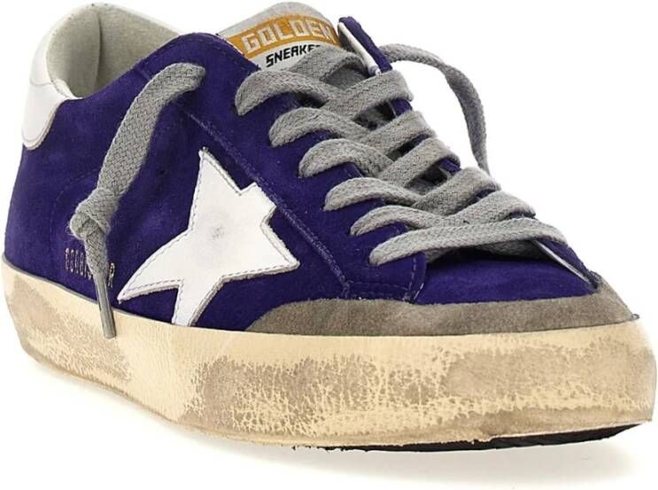 Golden Goose Superstar Suède en Leren Sneakers Blue Heren