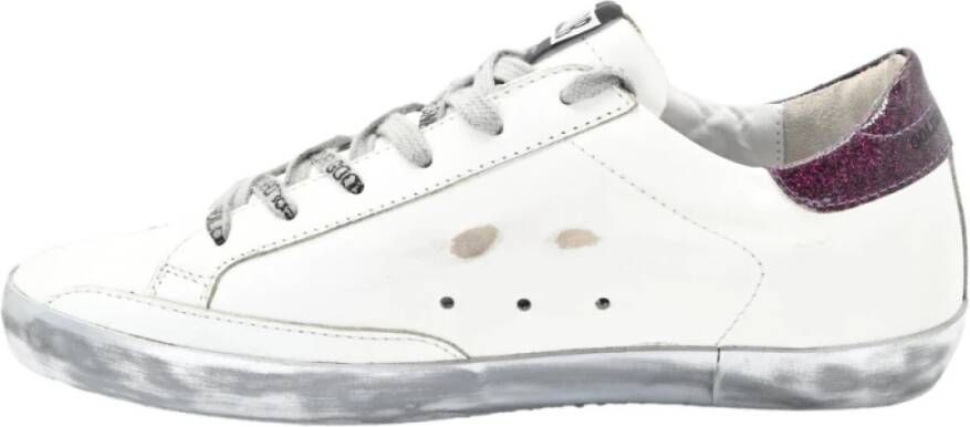 Golden Goose Superstar White and Back Violet Sneakers White Dames