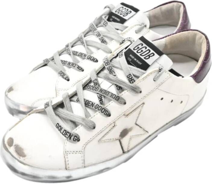 Golden Goose Superstar White and Back Violet Sneakers White Dames