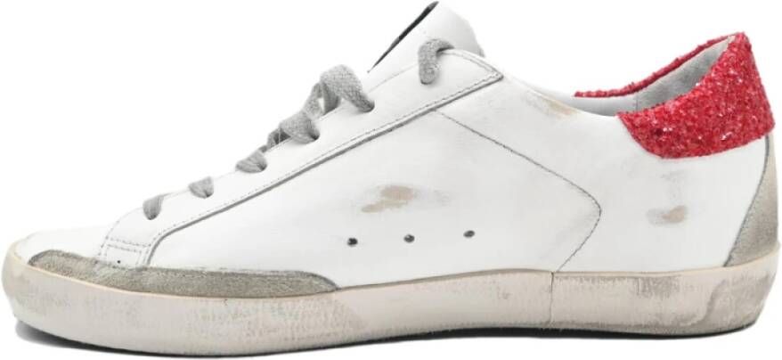 Golden Goose Superstar White and Red Star Sneakers White Dames