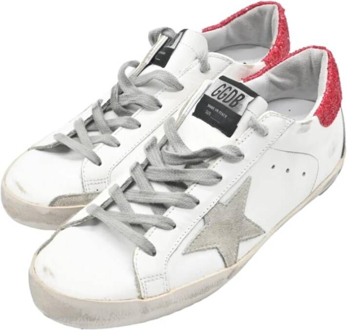 Golden Goose Superstar White and Red Star Sneakers White Dames