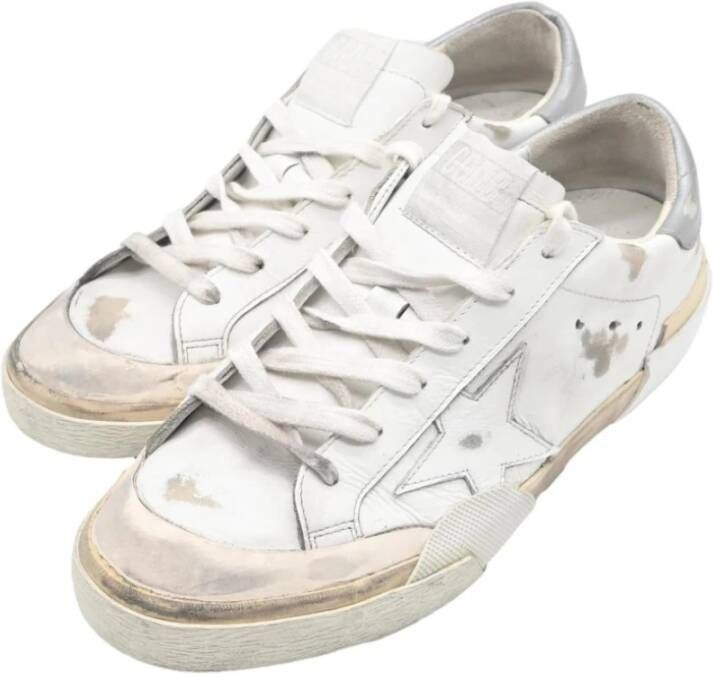 Golden Goose Superstar White and Silver Sneakers White Dames