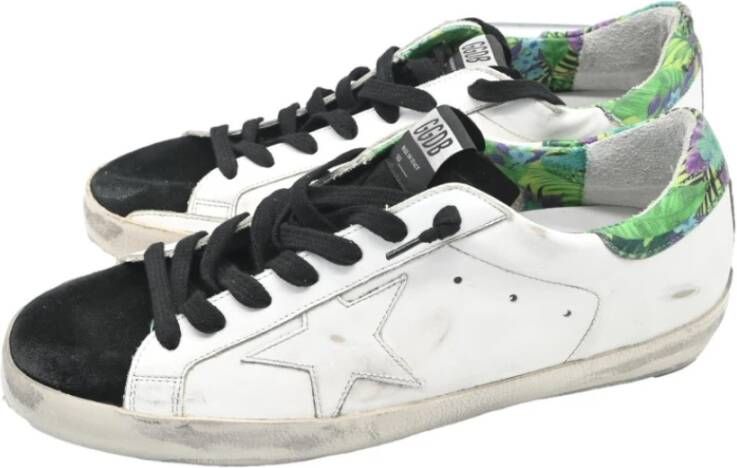 Golden Goose Superstar White Black and Flower Sneakers White Heren