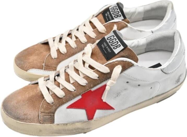 Golden Goose Superstar White Brown Red Silver Sneakers White Heren