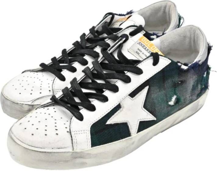 Golden Goose Superstar White Green Scottish Jeans Sneakers Multicolor Dames