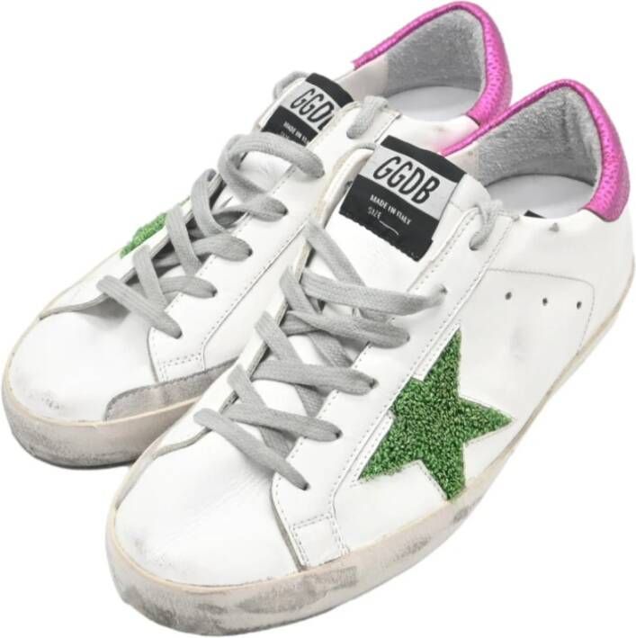 Golden Goose Superstar White Green Star Sneakers White Dames