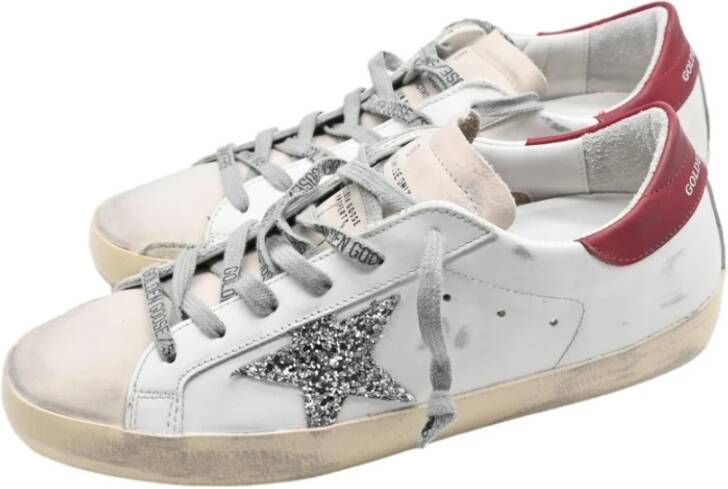 Golden Goose Superstar White Silver Red Sneakers White Dames