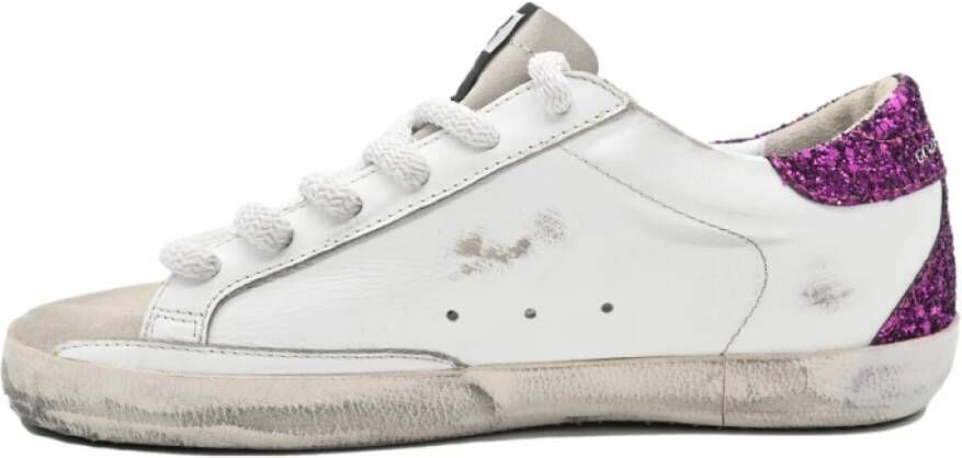 Golden Goose Superstar White Skyblue Star Purple Glitter White Dames