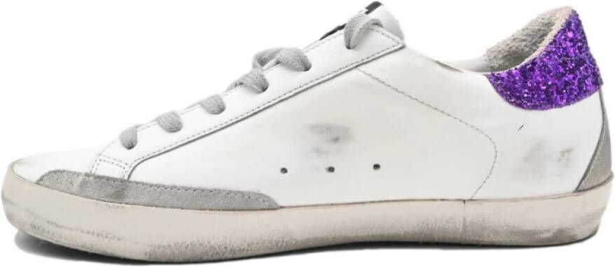 Golden Goose Superstar Wit Grijs Ster Paarse Glitter White Dames