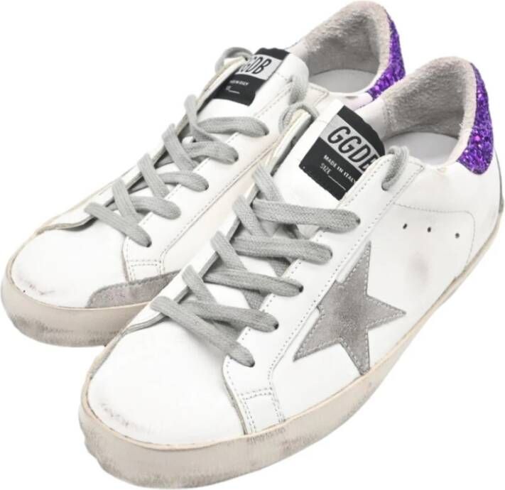 Golden Goose Superstar Wit Grijs Ster Paarse Glitter White Dames