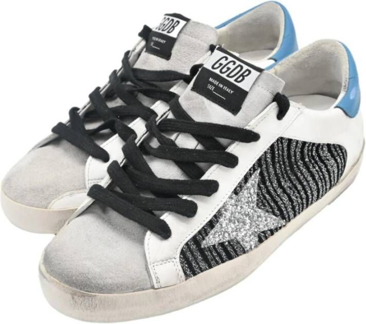 Golden Goose Superstar Wit Zwart Zilver Glitter Sneakers Multicolor Dames