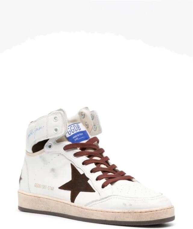 Golden Goose Wit Beige Chocoladebruin Suede Star Sneakers White Heren