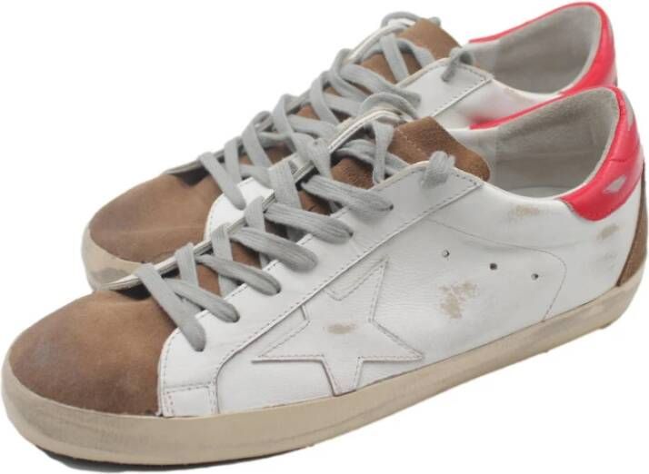 Golden Goose Wit Bruin Rood Sneakers White Heren