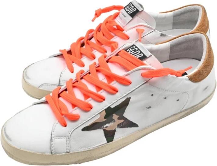 Golden Goose Wit Cognac Camouflage Superstar Sneakers White Heren