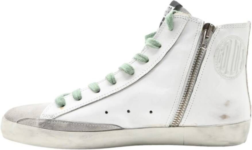 Golden Goose Wit Glitter Groen Hoge Top Sneakers Multicolor Heren