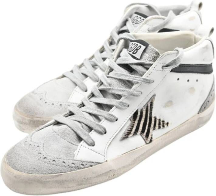 Golden Goose Wit Grijs Zebra Mid Star Sneakers White Heren