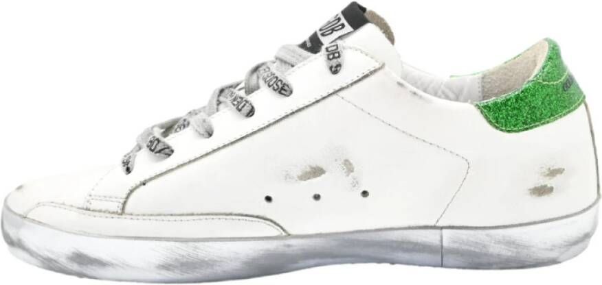 Golden Goose Wit Groen Glitter Sneakers Superstar Stijl White Dames