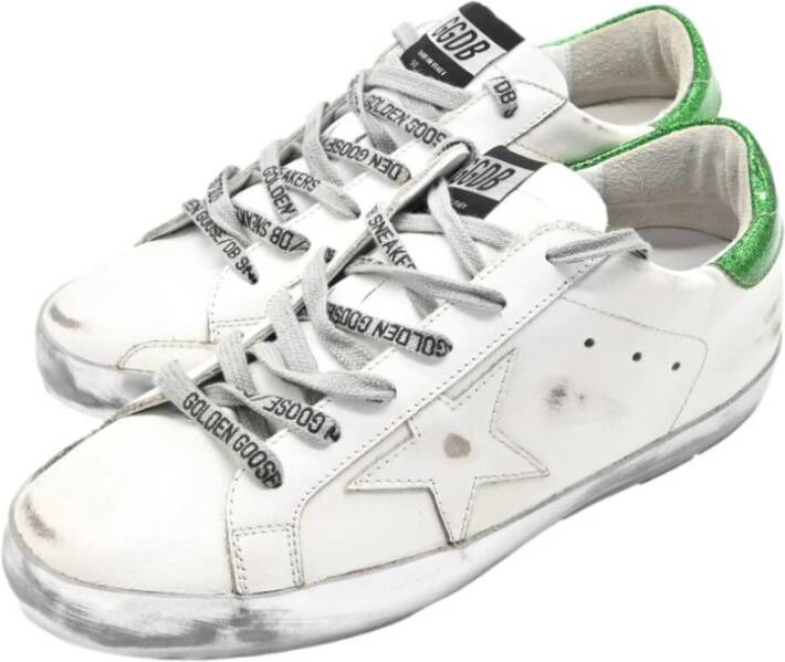 Golden Goose Wit Groen Glitter Sneakers Superstar Stijl White Dames