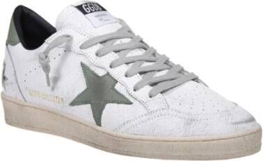 Golden Goose Wit Groen Leren Bovenwerk Ster Hiel White Heren