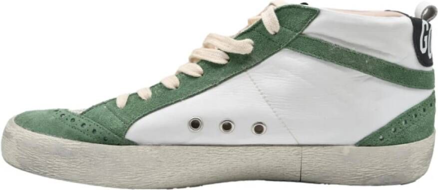 Golden Goose Wit Groen Mid Star Suède Sneakers Multicolor Heren