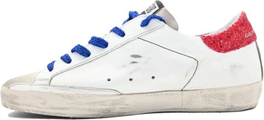 Golden Goose Wit Koraal Rood Glitter Sneakers White Dames