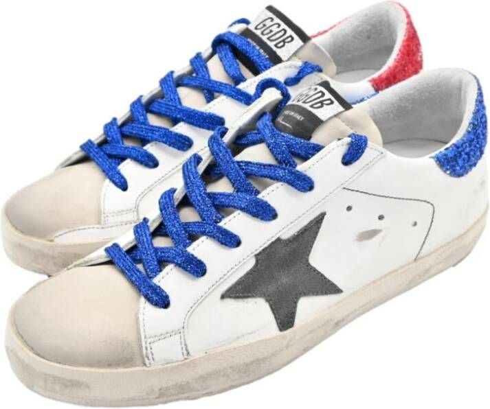 Golden Goose Wit Koraal Rood Glitter Sneakers White Dames