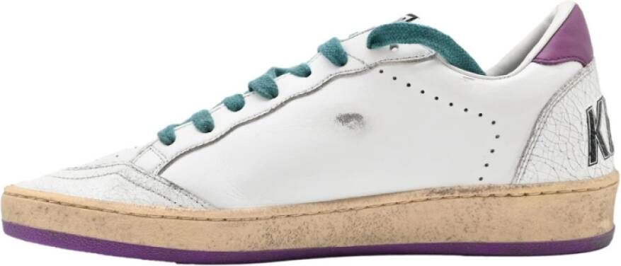 Golden Goose Wit Zilver Glitter Ster Paarse Sneakers White Dames