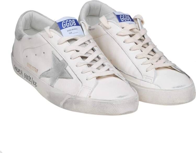 Golden Goose Wit Grijs Leren Sneakers Ronde Neus White Heren