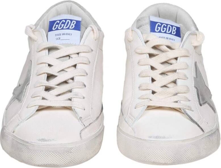 Golden Goose Wit Grijs Leren Sneakers Ronde Neus White Heren