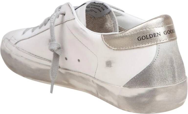 Golden Goose Wit Rood Goud Leren Sneakers Ronde Neus White Heren