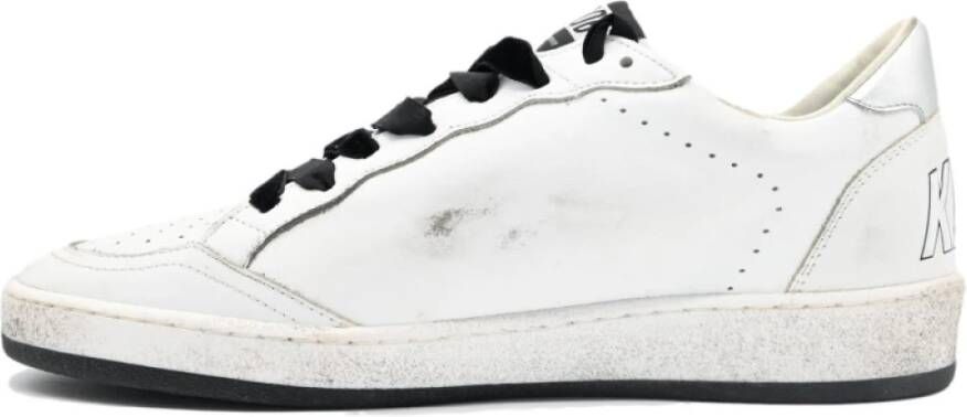 Golden Goose Witte Ballstar Sneakers met Zwarte Glitter White Dames