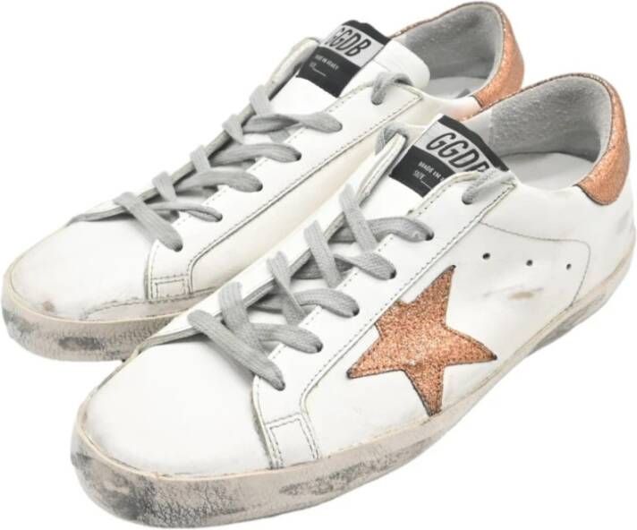 Golden Goose Witte Bronzen Glitter Ster Sneakers White Dames