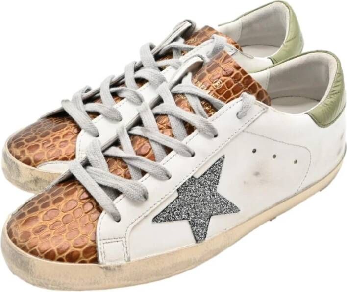 Golden Goose Witte Croco Print Sneakers met Kristalster White Dames