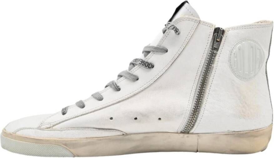 Golden Goose Witte Distressed Leren Blauwe Ster Sneakers White Heren