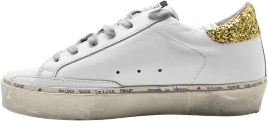 Golden Goose Witte en gouden glitter sneakers White Dames