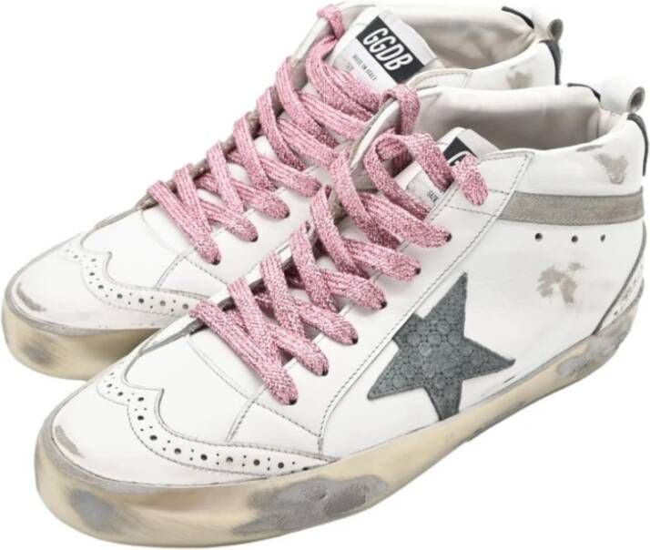 Golden Goose Witte en groene sterren sneakers White Heren