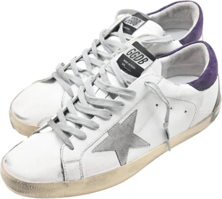 Golden Goose Witte en Paarse Superstar Sneakers White Heren