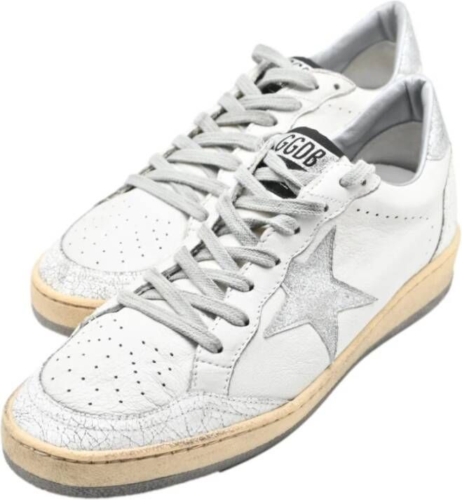 Golden Goose Witte en Zilveren Ball Star Sneakers White Dames