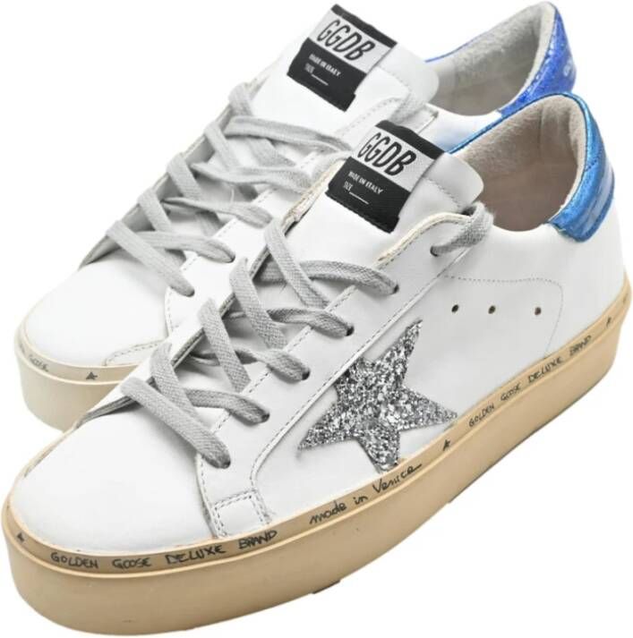 Golden Goose Witte Glitter en Blauwe Sneakers White Dames